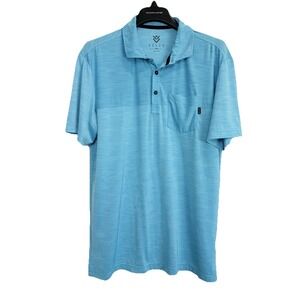 Veece Golf Performance Polo Shirt Men's Size Large L Blue Short Sleeve Pocket